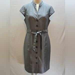 Calvin Klein Gray Button-Front Midi Dress